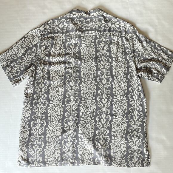Island Republic Mens XL Hawaiian Short Sleeve Button Up Paisley Gray/Cream - Picture 4 of 4